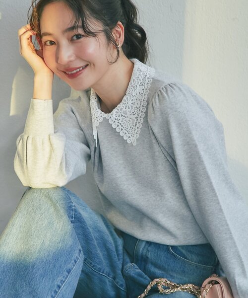 セール】【大人ガーリー】レース襟付きニット（ニット/セーター）｜La