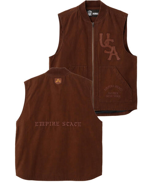 LEATHER PATCH DUCK VEST / レザーパッチ ダック ベスト / AVIREX