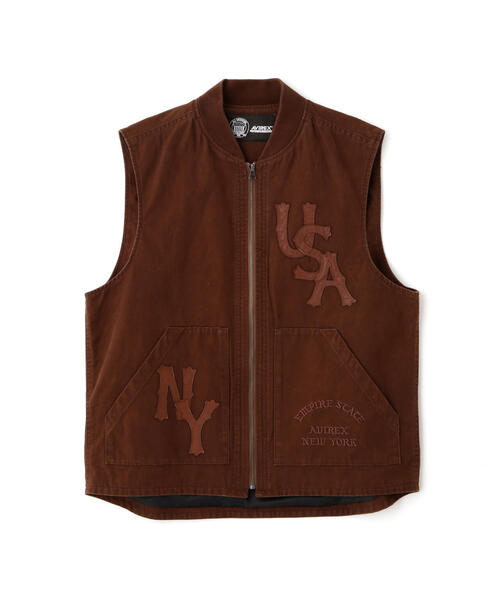LEATHER PATCH DUCK VEST / レザーパッチ ダック ベスト / AVIREX
