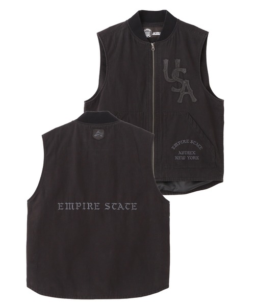 AVIREX（アヴィレックス）の「LEATHER PATCH DUCK VEST / レザーパッチ ダック ベスト / AVIREX / アヴィレックス（ベスト・メンズ・ブラウン/ブラック・XL/M/L）」の2枚目の写真