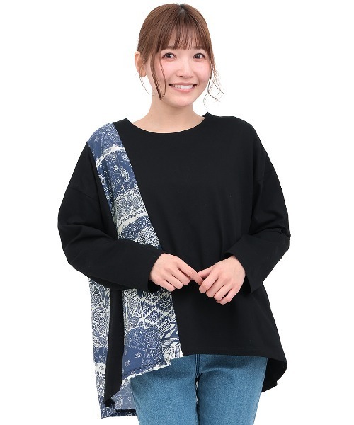 チチカカ(チチカカ)の「ランダム柄切替プルオーバー(Tシャツ/カットソー・レディース・グリーン/ホワイト/ブラック・FREE)」の11枚目の写真