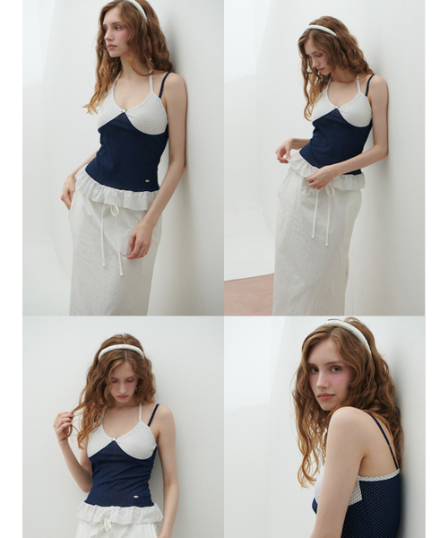 HHIPS(ダブルヒップス)の「ドットホルターネック配色ナシトップ(ホワイト+ネイビー)(Tシャツ/カットソー・レディース・その他・FREE)」の7枚目の写真