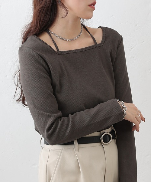 COLONY 2139（コロニートゥーワンスリーナイン）の「レイヤード風フライスプルオーバー（Tシャツ/カットソー・レディース・ブラック/チャコールグレー/ホワイト/ライトグレー・FREE）」の4枚目の写真