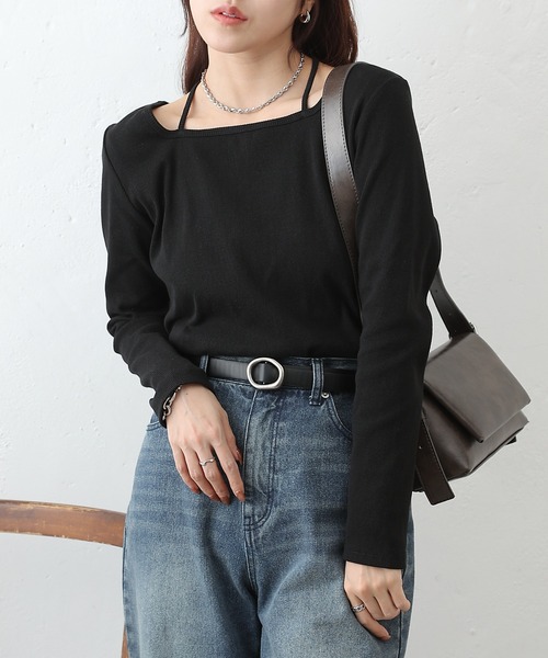 COLONY 2139（コロニートゥーワンスリーナイン）の「レイヤード風フライスプルオーバー（Tシャツ/カットソー・レディース・ブラック/チャコールグレー/ホワイト/ライトグレー・FREE）」の14枚目の写真