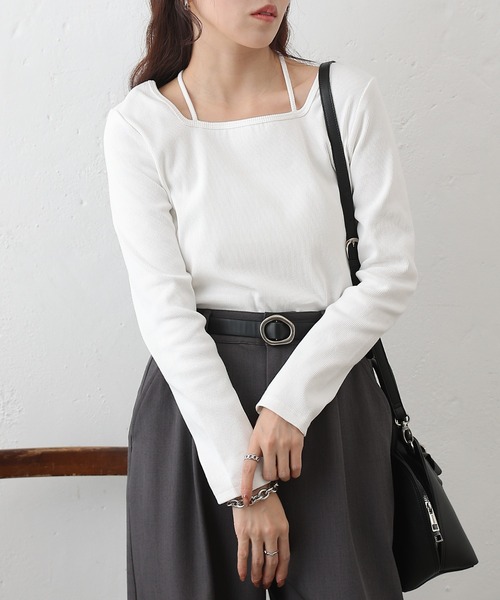 COLONY 2139（コロニートゥーワンスリーナイン）の「レイヤード風フライスプルオーバー（Tシャツ/カットソー・レディース・ブラック/チャコールグレー/ホワイト/ライトグレー・FREE）」の6枚目の写真