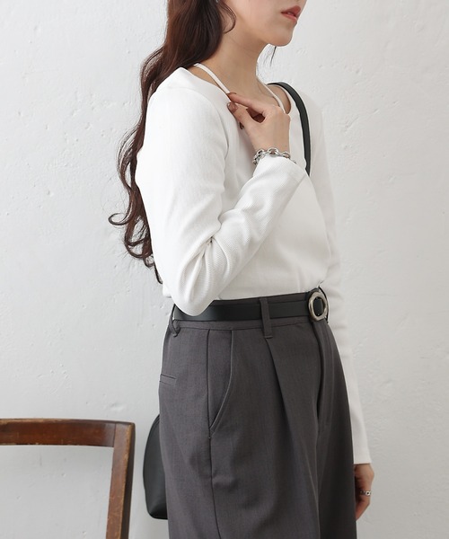 COLONY 2139（コロニートゥーワンスリーナイン）の「レイヤード風フライスプルオーバー（Tシャツ/カットソー・レディース・ブラック/チャコールグレー/ホワイト/ライトグレー・FREE）」の8枚目の写真