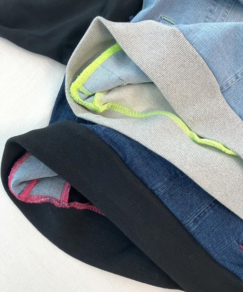 Q（キュー）の「デニム裏毛ドッキングスウェット（スウェット・レディース・インディゴブルー/スカイブルー・MEDIUM）」の13枚目の写真