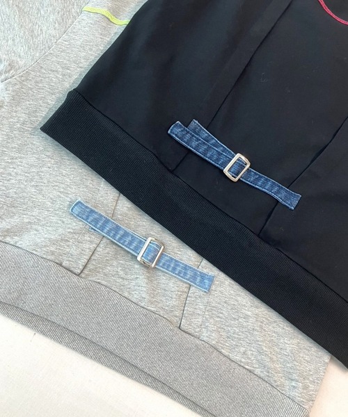 Q（キュー）の「デニム裏毛ドッキングスウェット（スウェット・レディース・インディゴブルー/スカイブルー・MEDIUM）」の11枚目の写真