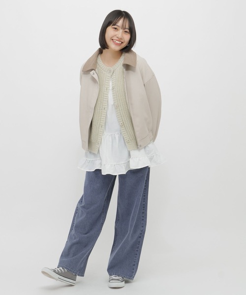 GLOBAL WORK（グローバルワーク）の「2SET＊カーディガン＊チュニック/AND YUA ANY/636236（カーディガン/ボレロ・キッズ・ミント/オフホワイト・FREE）」の15枚目の写真