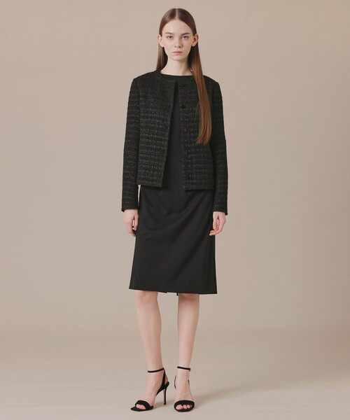 MACKINTOSH LONDON（マッキントッシュ ロンドン）の「ツイードノーカラージャケット（ノーカラージャケット・レディース・ブラック・38/40）」の2枚目の写真