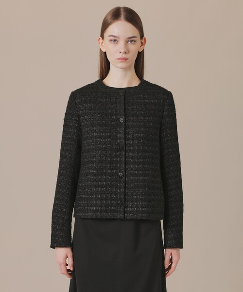 MACKINTOSH LONDON（マッキントッシュ ロンドン）の「ツイードノーカラージャケット（ノーカラージャケット・レディース・ブラック・38/40）」の4枚目の写真