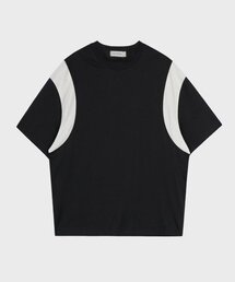 LIEU HOMME | オーバーサイズショルダーラインTシャツ_ブラック(Tシャツ/カットソー)
