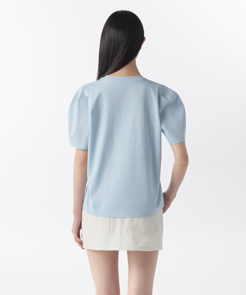 MUSINSA STANDARD WOMAN（ムシンサスタンダードウーマン）の「ウィメンズシルケットパフスリーブTシャツ[スカイブルー]（Tシャツ/カットソー・レディース・その他・SMALL/MEDIUM/LARGE/X-SMALL）」の3枚目の写真