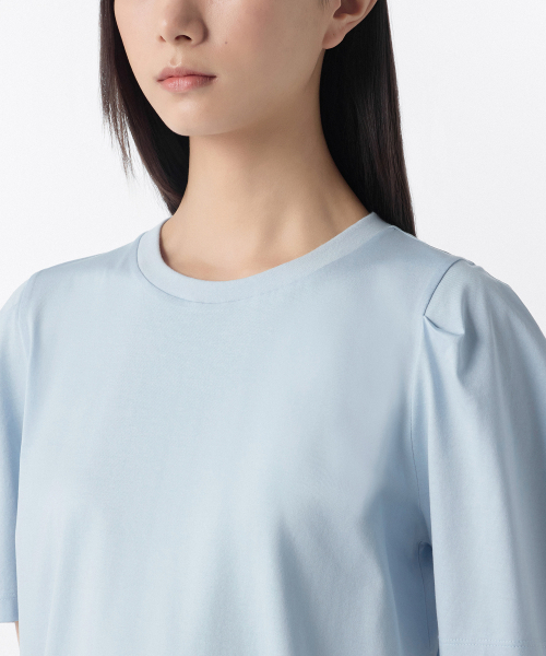 MUSINSA STANDARD WOMAN（ムシンサスタンダードウーマン）の「ウィメンズシルケットパフスリーブTシャツ[スカイブルー]（Tシャツ/カットソー・レディース・その他・SMALL/MEDIUM/LARGE/X-SMALL）」の4枚目の写真