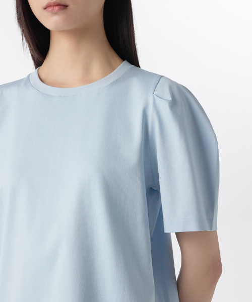 MUSINSA STANDARD WOMAN（ムシンサスタンダードウーマン）の「ウィメンズシルケットパフスリーブTシャツ[スカイブルー]（Tシャツ/カットソー・レディース・その他・SMALL/MEDIUM/LARGE/X-SMALL）」の5枚目の写真