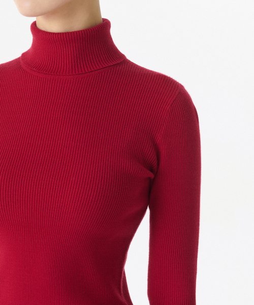 MUSINSA STANDARD WOMAN（ムシンサスタンダードウーマン）の「ウィメンズリブスリムタートルネックニット[レッド]（ニット/セーター・レディース・その他・MEDIUM/SMALL/X-SMALL/LARGE）」の3枚目の写真
