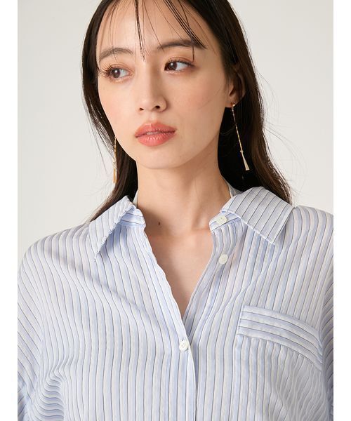 FRAY I.D（フレイアイディー）の「リラックスストライプシャツ（シャツ/ブラウス・レディース・グリーン/ピンク/ブルー・F）」の8枚目の写真