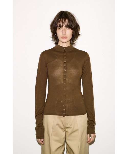 THROW by SLY（スローバイスライ）の「THROW RING BUTTONS TOPSTHROW リングボタンズトップス 冬服 春服（Tシャツ/カットソー・レディース・杢グレー/ブラック/ブラウン・FREE）」の19枚目の写真