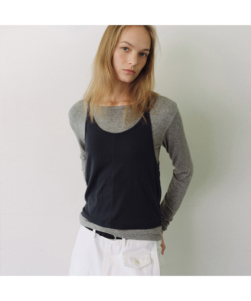URAGO（ユラーゴ）の「Soy layered t-shirt set（Tシャツ/カットソー・レディース・ブラウン/ライトグレー/Cream・FREE）」の2枚目の写真