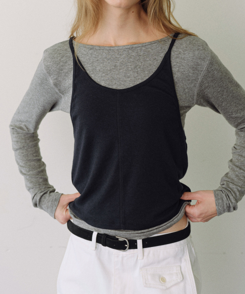 URAGO（ユラーゴ）の「Soy layered t-shirt set（Tシャツ/カットソー・レディース・ブラウン/ライトグレー/Cream・FREE）」の4枚目の写真