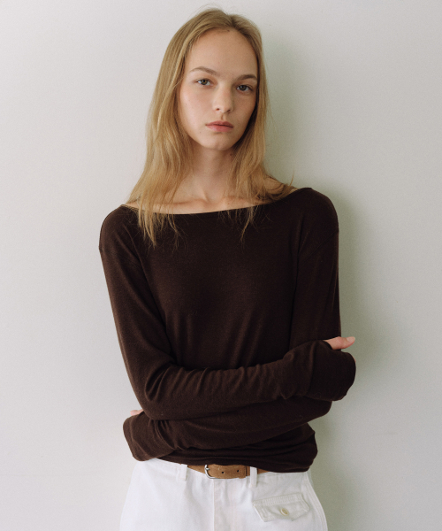 URAGO（ユラーゴ）の「Soy layered t-shirt set（Tシャツ/カットソー・レディース・ブラウン/ライトグレー/Cream・FREE）」の6枚目の写真