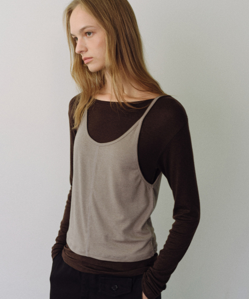 URAGO（ユラーゴ）の「Soy layered t-shirt set（Tシャツ/カットソー・レディース・ブラウン/ライトグレー/Cream・FREE）」の7枚目の写真