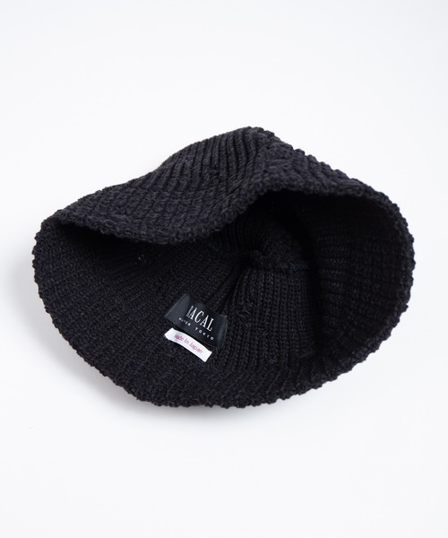 RACAL（ラカル）の「Distressed Knit Bucket Hat / ダメージ加工風針抜きニットバケットハット（ニットキャップ/ビーニー・メンズ・ブラック/ライトベージュ/グレー・FREE）」の6枚目の写真