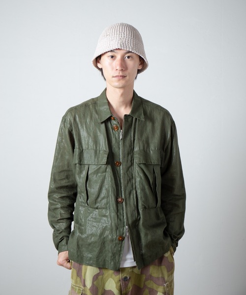 RACAL（ラカル）の「Distressed Knit Bucket Hat / ダメージ加工風針抜きニットバケットハット（ニットキャップ/ビーニー・メンズ・ブラック/ライトベージュ/グレー・FREE）」の15枚目の写真