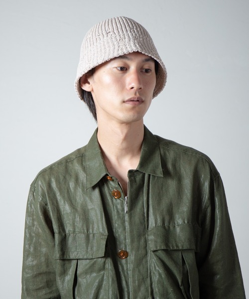 RACAL（ラカル）の「Distressed Knit Bucket Hat / ダメージ加工風針抜きニットバケットハット（ニットキャップ/ビーニー・メンズ・ブラック/ライトベージュ/グレー・FREE）」の16枚目の写真