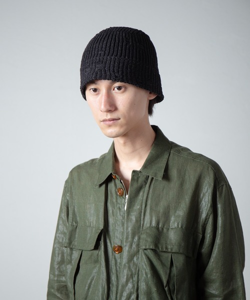 RACAL（ラカル）の「Distressed Knit Bucket Hat / ダメージ加工風針抜きニットバケットハット（ニットキャップ/ビーニー・メンズ・ブラック/ライトベージュ/グレー・FREE）」の21枚目の写真