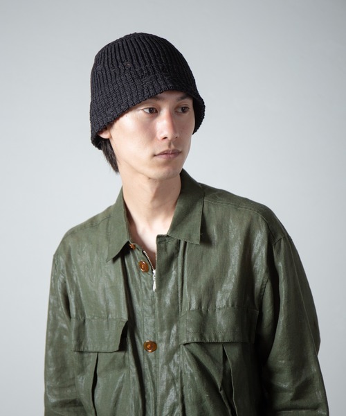 RACAL（ラカル）の「Distressed Knit Bucket Hat / ダメージ加工風針抜きニットバケットハット（ニットキャップ/ビーニー・メンズ・ブラック/ライトベージュ/グレー・FREE）」の22枚目の写真