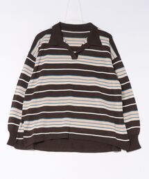【MAISON BREEZE reveur】マルチボーダーニットラガーシャツ trc