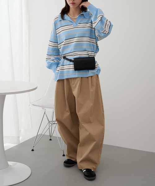 MAISON BREEZE reveur(メゾンブリーズレヴール)の「【MAISON BREEZE reveur】マルチボーダーニットラガーシャツ trc(ニット/セーター・レディース・ピンク/ブルー/ブラウン・FREE)」の21枚目の写真