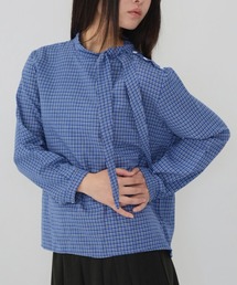 【Cunii】classic check ribbon blouse