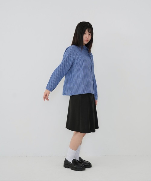 Uenui(ウニュイ)の「【Cunii】classic check ribbon blouse(シャツ/ブラウス・レディース・ブルー・FREE)」の3枚目の写真