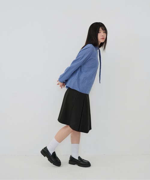 Uenui(ウニュイ)の「【Cunii】classic check ribbon blouse(シャツ/ブラウス・レディース・ブルー・FREE)」の5枚目の写真