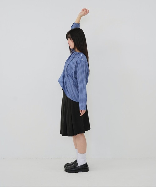Uenui(ウニュイ)の「【Cunii】classic check ribbon blouse(シャツ/ブラウス・レディース・ブルー・FREE)」の8枚目の写真