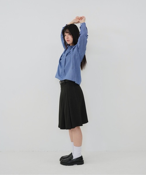 Uenui(ウニュイ)の「【Cunii】classic check ribbon blouse(シャツ/ブラウス・レディース・ブルー・FREE)」の9枚目の写真