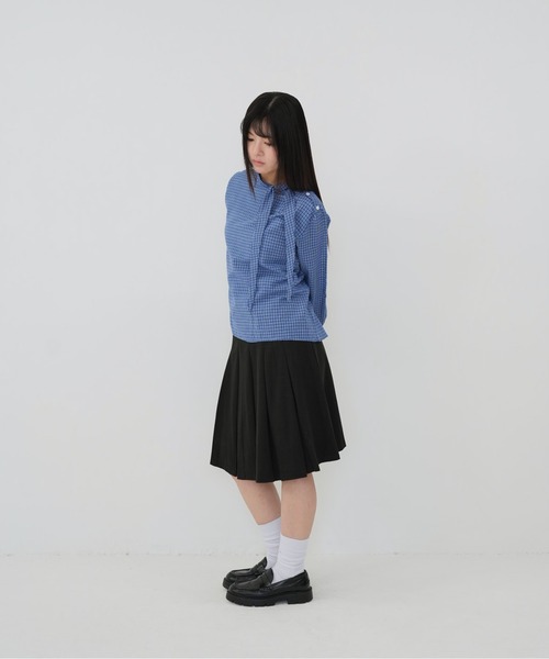 Uenui(ウニュイ)の「【Cunii】classic check ribbon blouse(シャツ/ブラウス・レディース・ブルー・FREE)」の10枚目の写真