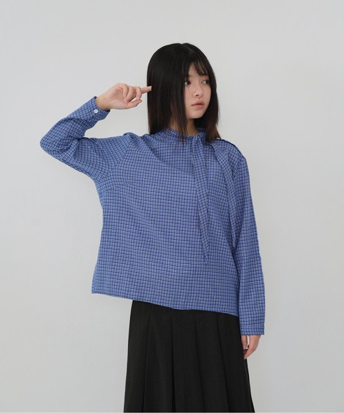 Uenui(ウニュイ)の「【Cunii】classic check ribbon blouse(シャツ/ブラウス・レディース・ブルー・FREE)」の18枚目の写真
