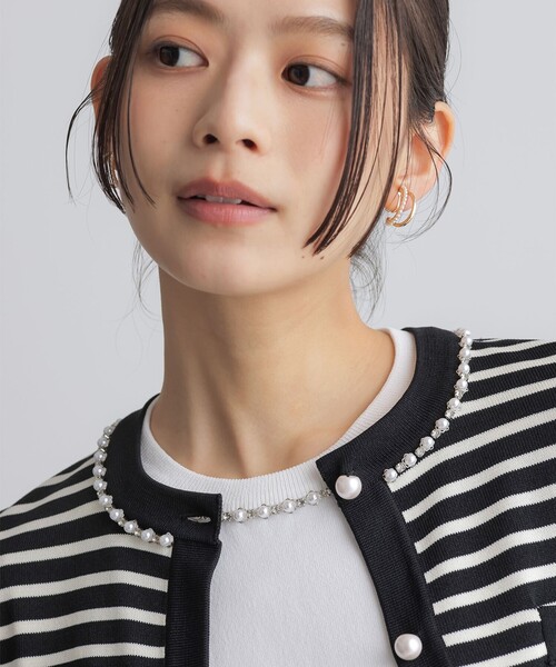 組曲(クミキョク)の「クリアストレッチビジューレーン カーディガン(カーディガン/ボレロ・レディース・ブラック系2/ホワイト系/ブラック系・2/3)」の19枚目の写真