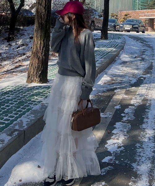 FREE STYLISTS(フリー スタイリスト)の「YUGA_YGMC Lace tiered long skirt(スカート・レディース・ブラック/ホワイト・FREE)」の10枚目の写真