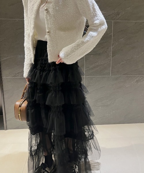 FREE STYLISTS(フリー スタイリスト)の「YUGA_YGMC Lace tiered long skirt(スカート・レディース・ブラック/ホワイト・FREE)」の12枚目の写真
