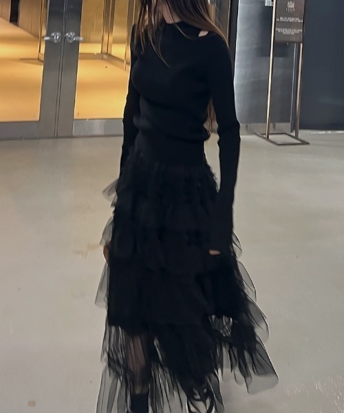 FREE STYLISTS(フリー スタイリスト)の「YUGA_YGMC Lace tiered long skirt(スカート・レディース・ブラック/ホワイト・FREE)」の13枚目の写真