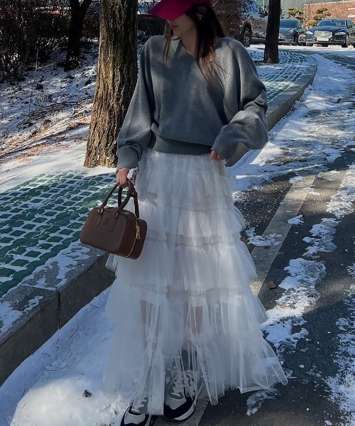 FREE STYLISTS(フリー スタイリスト)の「YUGA_YGMC Lace tiered long skirt(スカート・レディース・ブラック/ホワイト・FREE)」の14枚目の写真