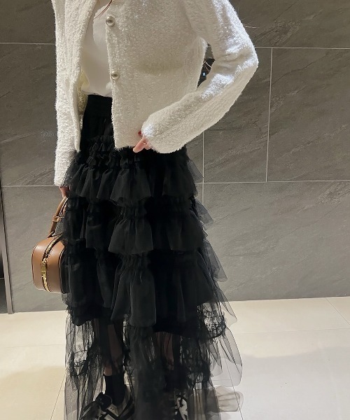 FREE STYLISTS(フリー スタイリスト)の「YUGA_YGMC Lace tiered long skirt(スカート・レディース・ブラック/ホワイト・FREE)」の15枚目の写真