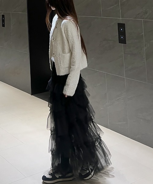 FREE STYLISTS(フリー スタイリスト)の「YUGA_YGMC Lace tiered long skirt(スカート・レディース・ブラック/ホワイト・FREE)」の16枚目の写真