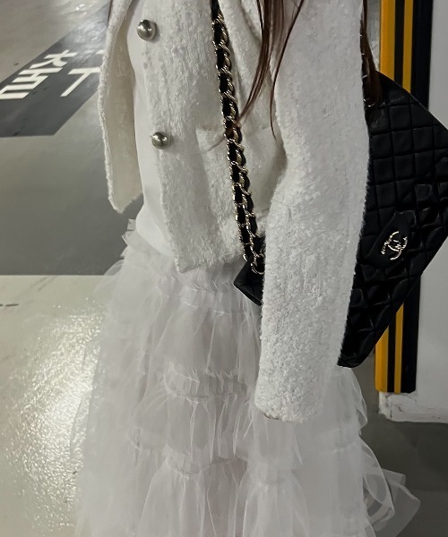 FREE STYLISTS(フリー スタイリスト)の「YUGA_YGMC Lace tiered long skirt(スカート・レディース・ブラック/ホワイト・FREE)」の6枚目の写真