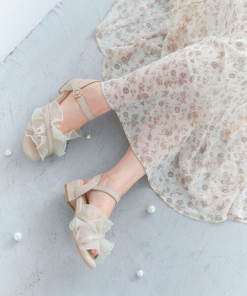 MAJESTIC LEGON（マジェスティックレゴン）の「シアーフリルサンダル（サンダル・レディース・ブラウン系その他3/オフホワイト/シルバー/グレー/ブラック系その他/ベージュ/アイボリー/ブラウン系その他4/ブラック・SMALL/MEDIUM/LARGE/X-LARGE/XXL）」の12枚目の写真