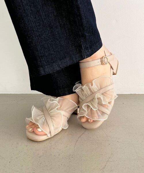 MAJESTIC LEGON（マジェスティックレゴン）の「シアーフリルサンダル（サンダル・レディース・ブラウン系その他3/オフホワイト/シルバー/グレー/ブラック系その他/ベージュ/アイボリー/ブラウン系その他4/ブラック・SMALL/MEDIUM/LARGE/X-LARGE/XXL）」の15枚目の写真